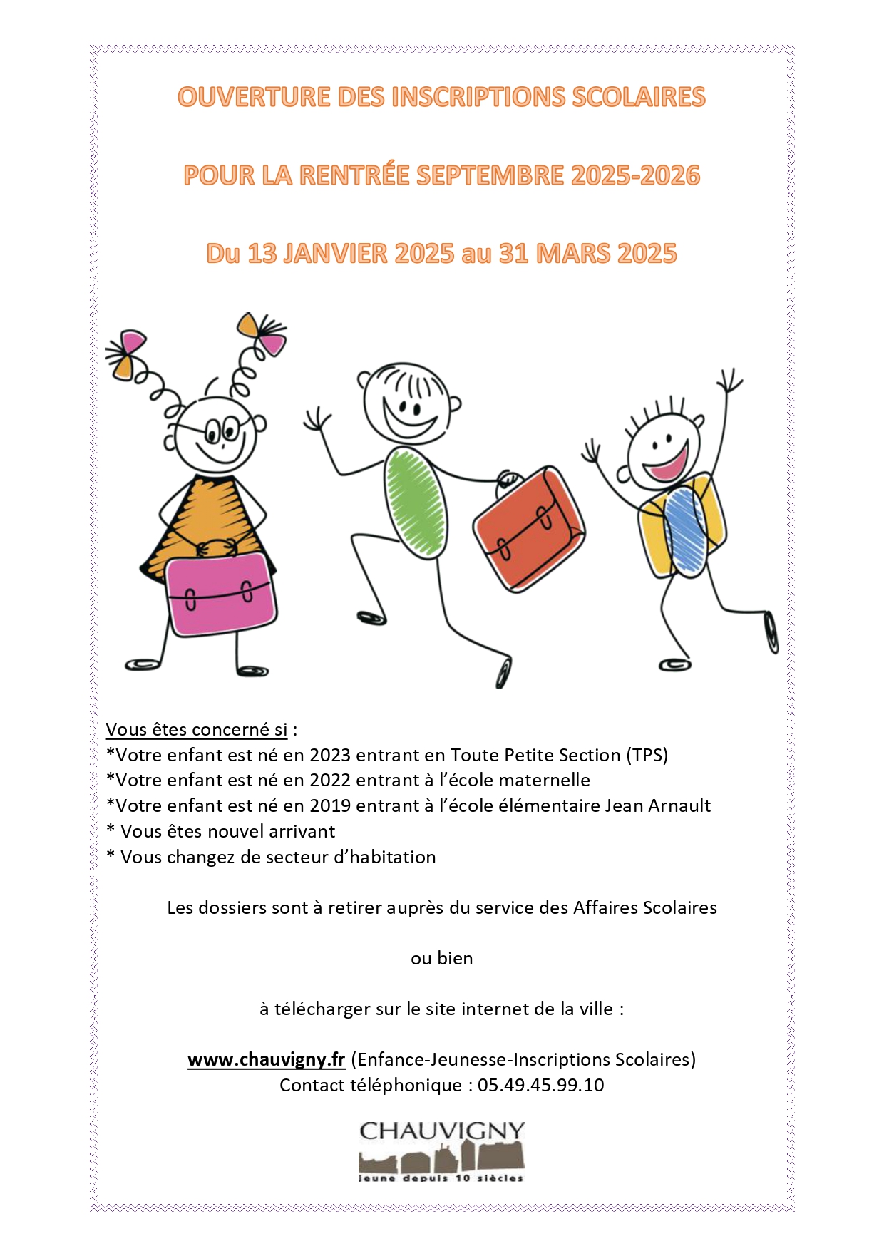 AFFICHE INSCRIPTION SCOLAIRE 2024 2025